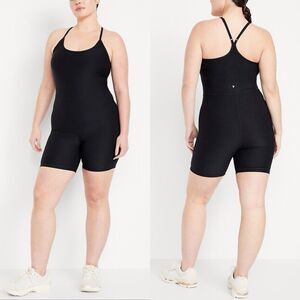 NWT Old Navy Active Cloud+ Bodysuit Romper Shorts Black XXL Go-Dry One Piece